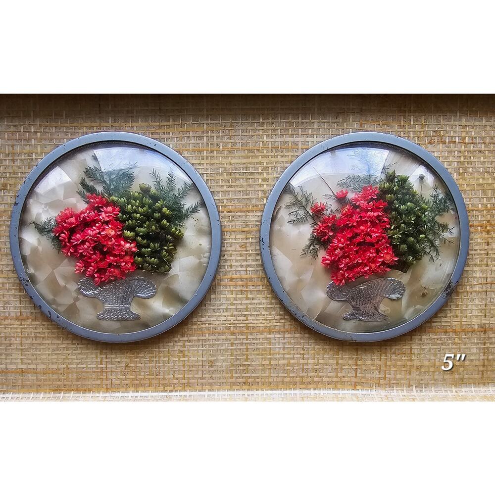 Vintage 1940s Domed Glass Handmade Peter Watsons Studio Floral Wall‎ Display
